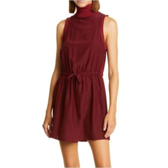 NWT Cinq à Sept Lonny Silk Turtleneck mini Dress womens size small 100% silk - Picture 1 of 14